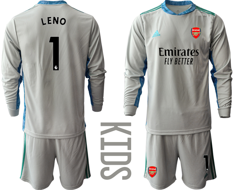 Youth 2020-2021 club Arsenal grey long sleeved Goalkeeper #1 Soccer Jerseys